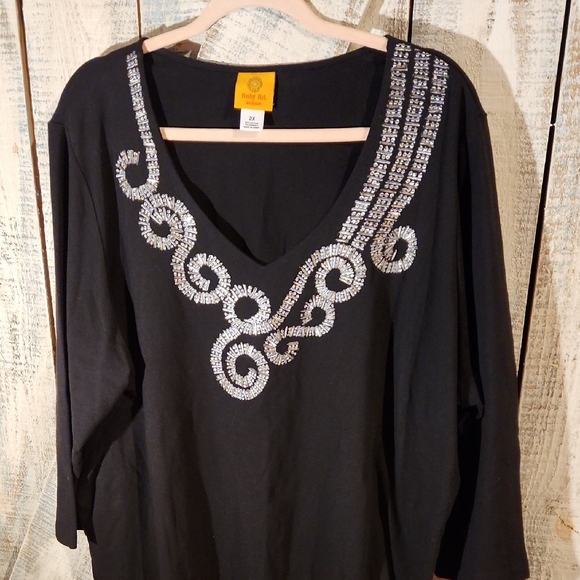 Ruby Rd. Black Top with Silver Accents - Picture 1 of 4